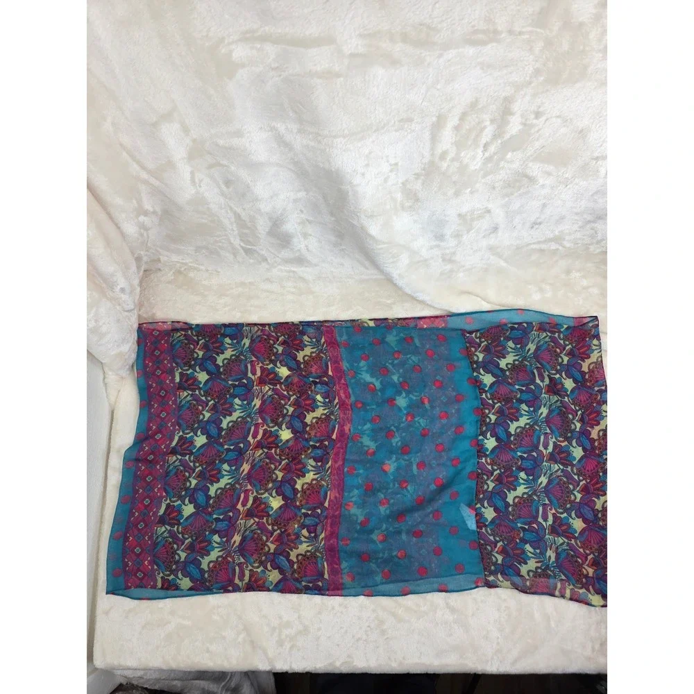 Multi Bright Floral Polka Dot Infinity Scarf Teal Pink Mixed Print‎ Lightweight